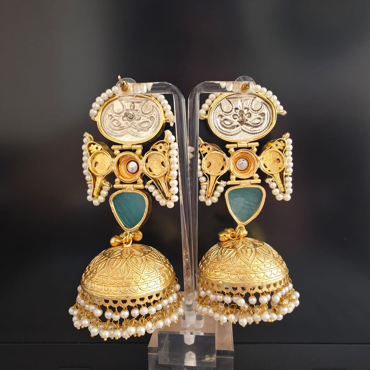 AARADHYA DUAL TONE TANJORE MINT JAIPUR JHUMKI