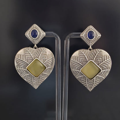 NOOR HEART MONALISA OXIDISED EARRINGS